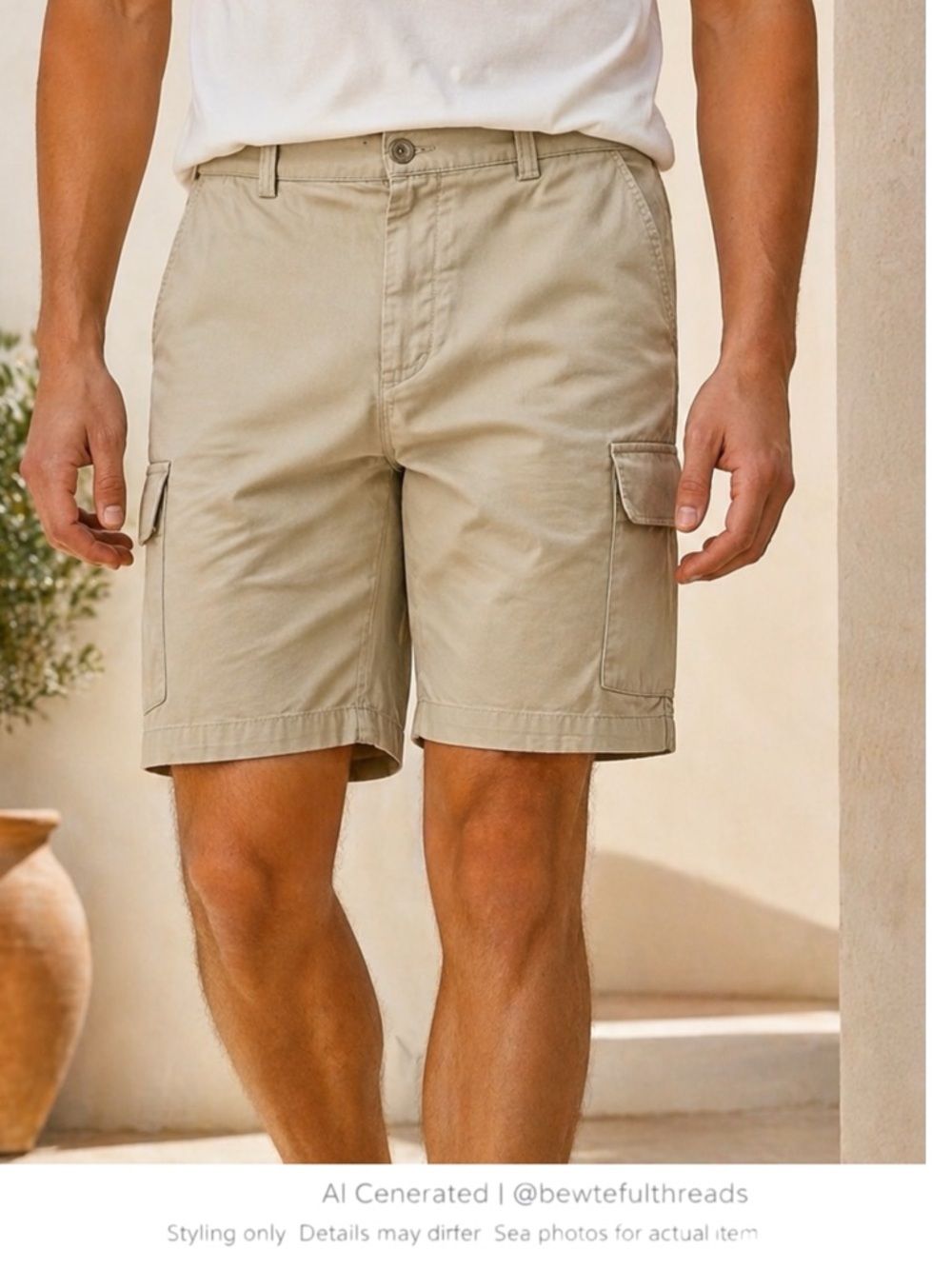 Khaki Cargo Shorts Relaxed Fit Utility Golf Travel Dadcore W36